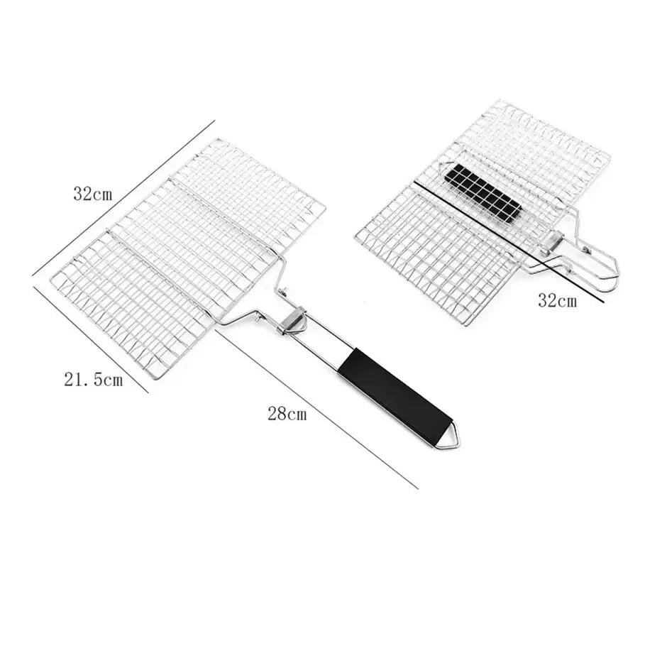 304 Stainless Steel BBQ Mesh Non Stick Grilling Basket Grill Mesh Mat Meat Vegetable Steak Picnic Party Barbecue Tool