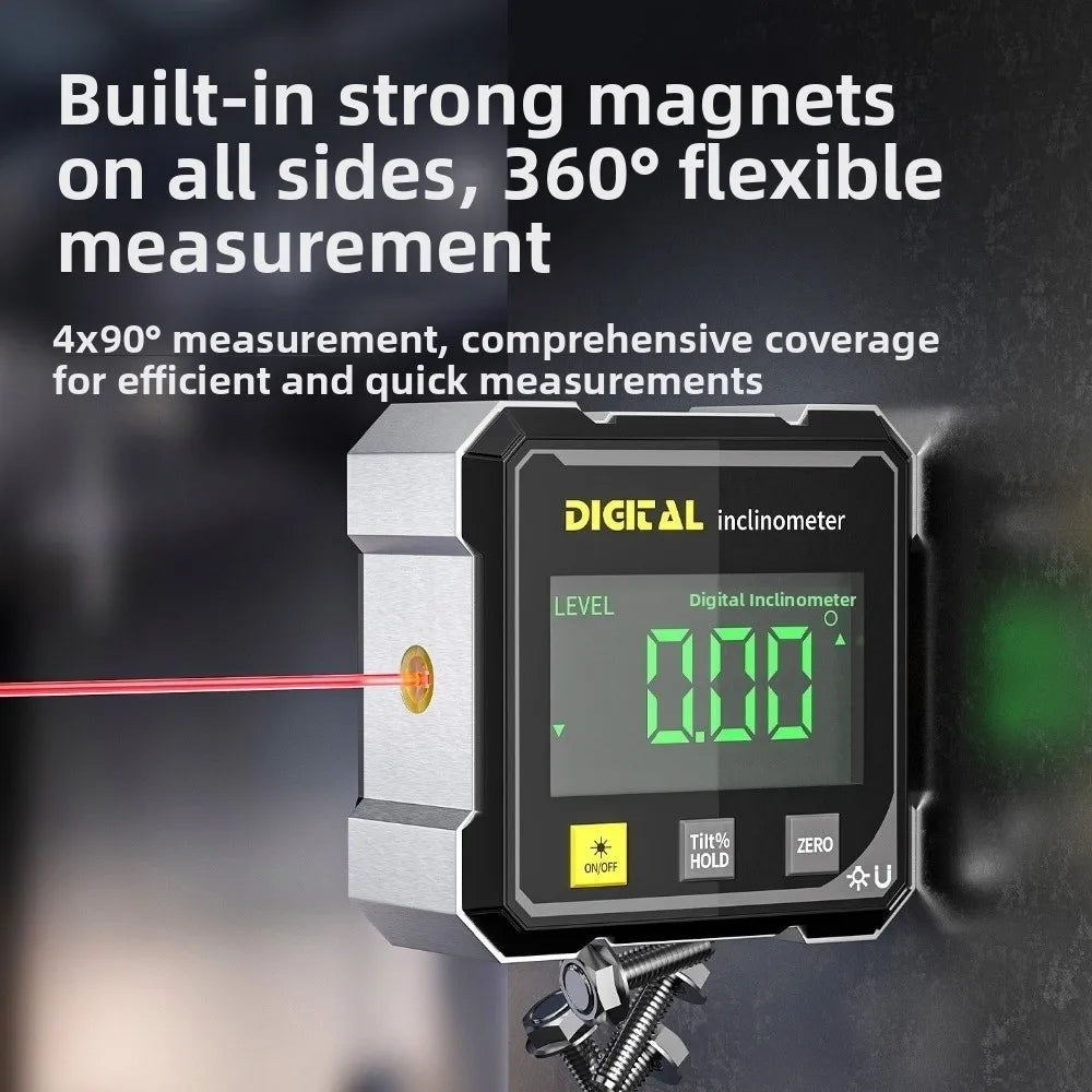 Four Sided Display Angle Gauge Magnetic Suction Accurate Angle Gauge 360 Degree Digital Display Tilt Angle Box