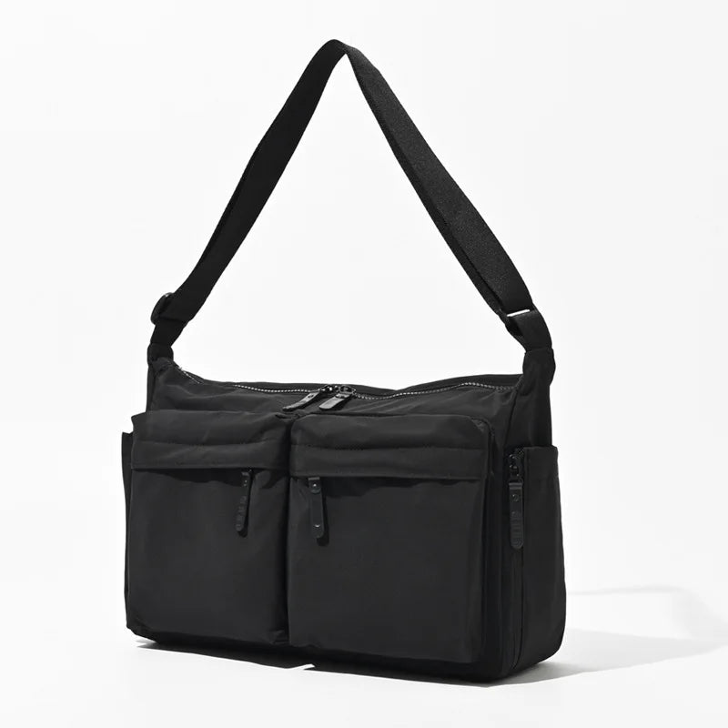 Waterproof Nylon Crossbody Bag, Multi Zipper Casual Shoulder Pack,Adjustable Strap Large Capacity Satchel for Men Women Commute