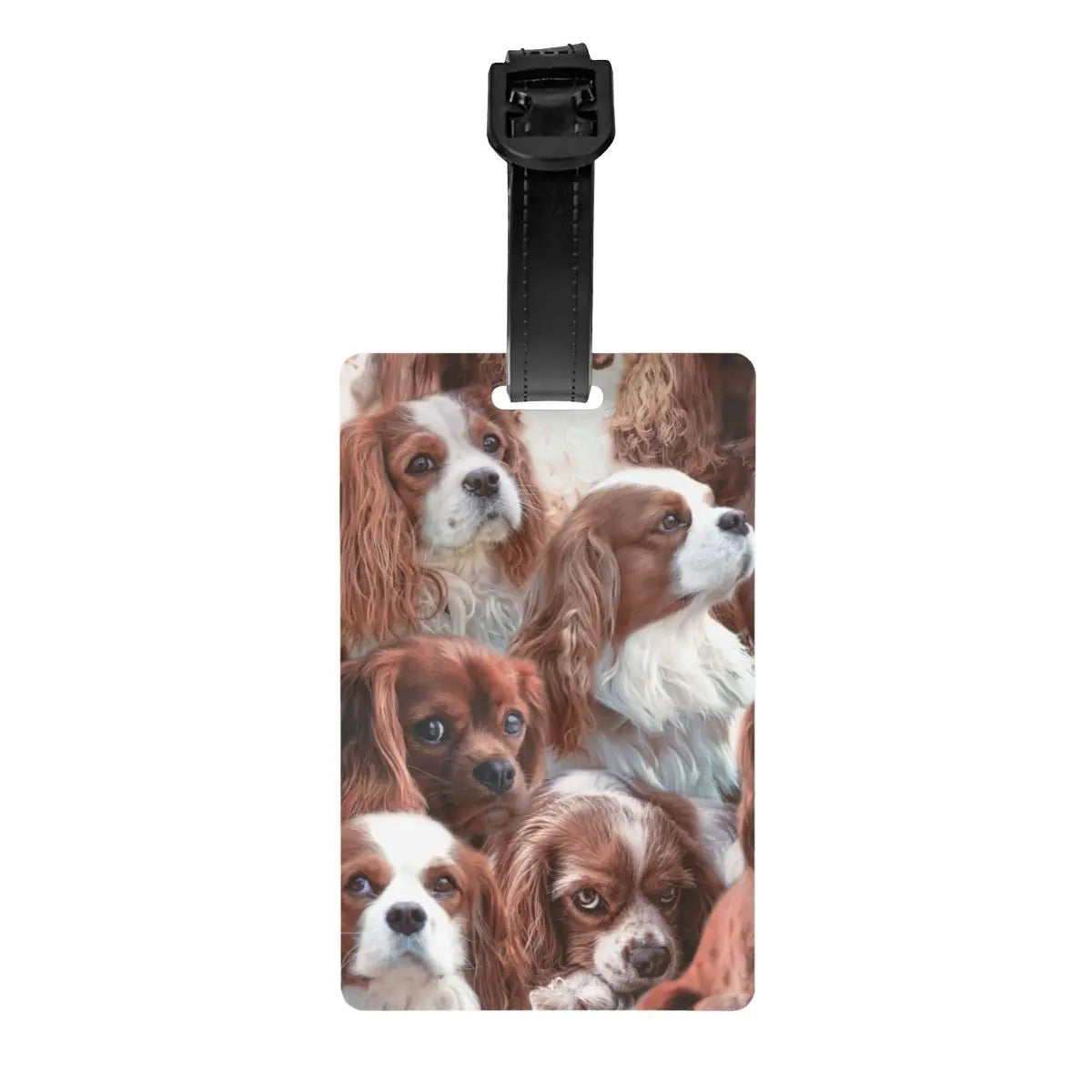 Custom Cavalier King Charles Spaniel Pet Portraits Art Luggage Tag Dog Suitcase Baggage Privacy Cover ID Label