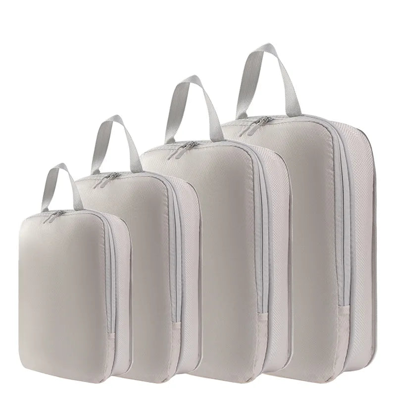 4-Piece Set Travel Clothing Storage Bags Compression Bags Expandable Travel Organizer for Clothing Toiletries Suitcase Organize