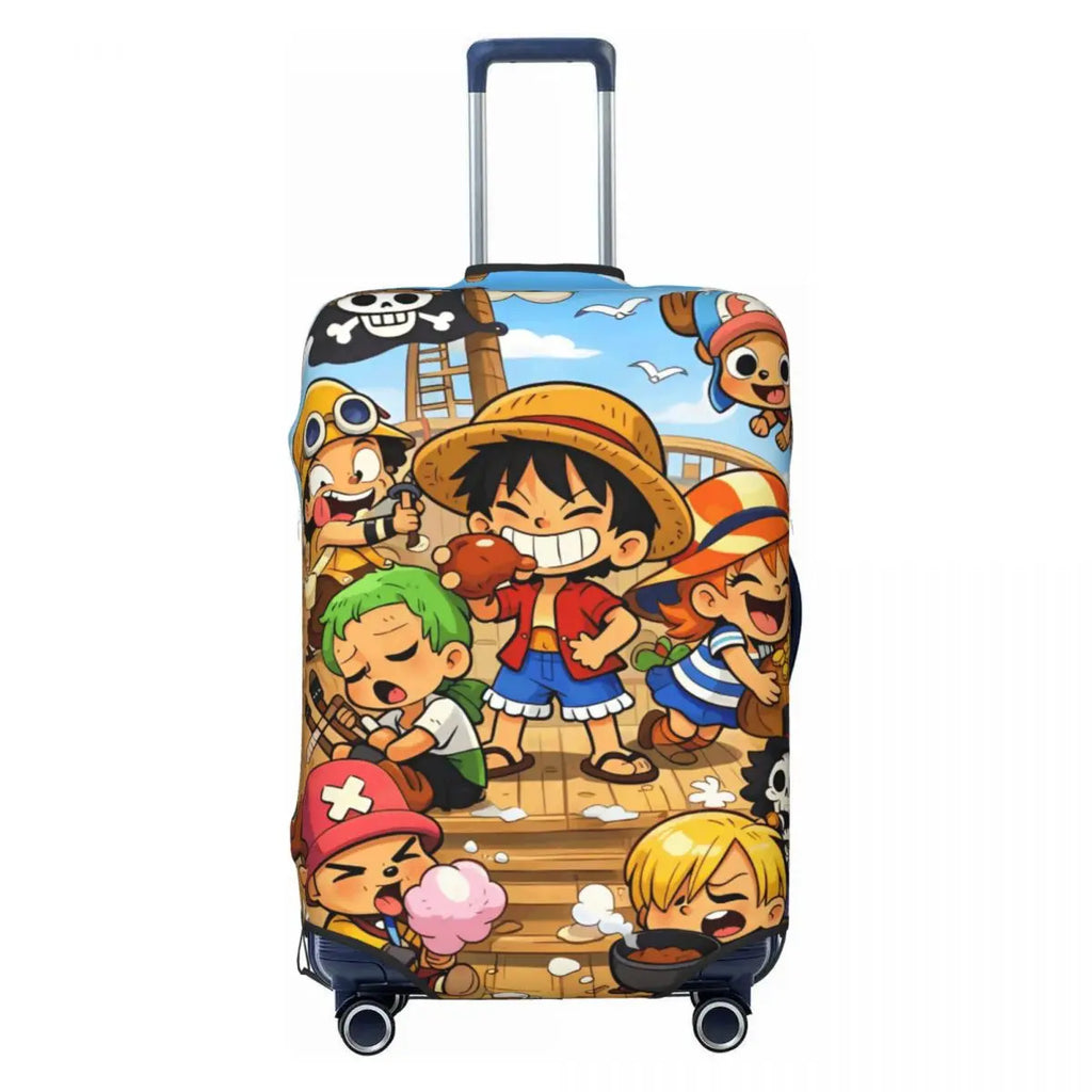 The Cheerful Pirate Flashing Victory Signs Suitcase Cover Flight Anime One Piece Elastic Luggage Case Cruise Trip Protection
