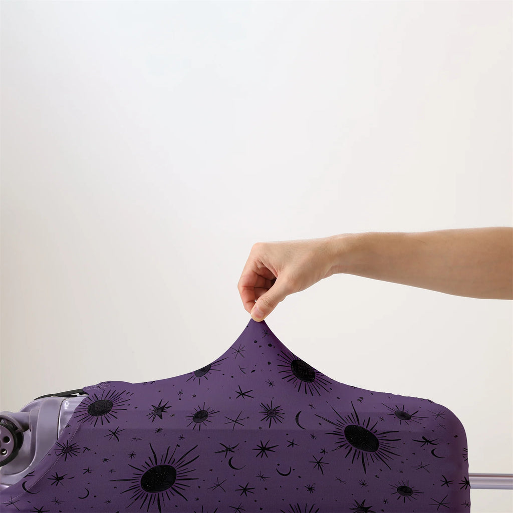 Purple Sun Moon Star Pattern Luggage Protective Cover, suitable for 18-32 inch luggage covers, luggage handle gloves, travel acc