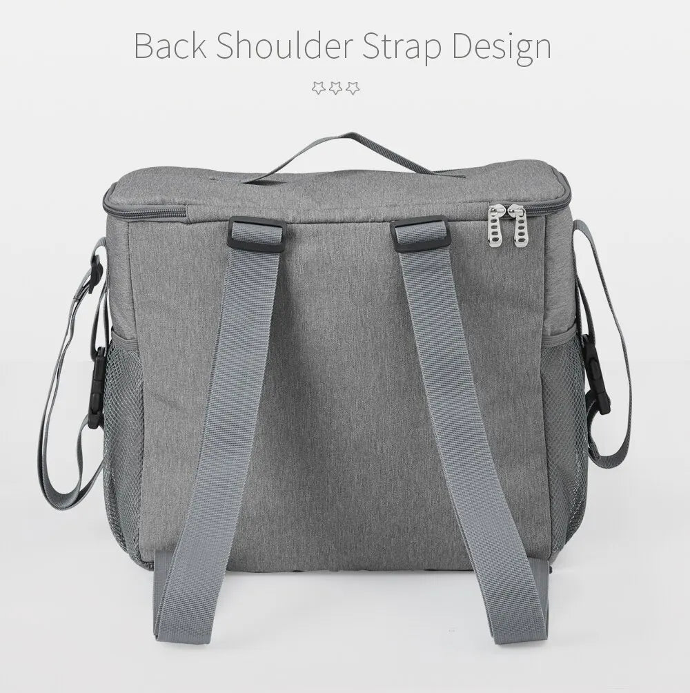 Insular Large Capacity Diaper Bag, Solid Polyester Mommy Bag, Outdoor Travel Nursing Bag with Insulation Design for Stroller