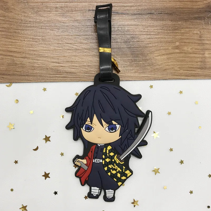 Anime Demon Slayer Luggage Tag Travel Portable Baggage Boarding Label Silica Gel ID Addres Holder Luggage Individuality Tags