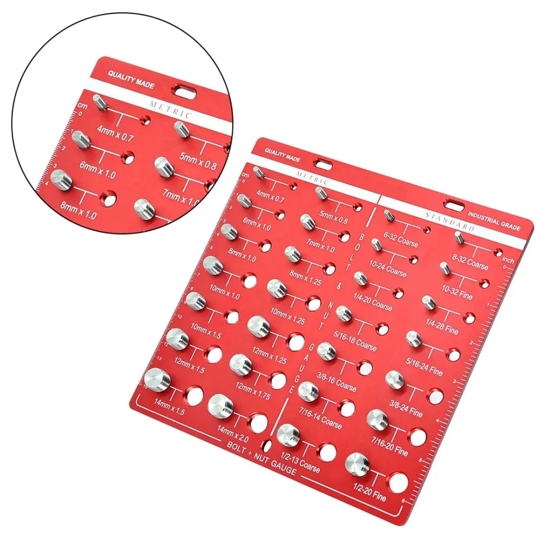 Nut and Bolt Thread Gauge Lightweight Metric Portable Aluminum Alloy Compact Exquisite Identification Imperial Nut Checker