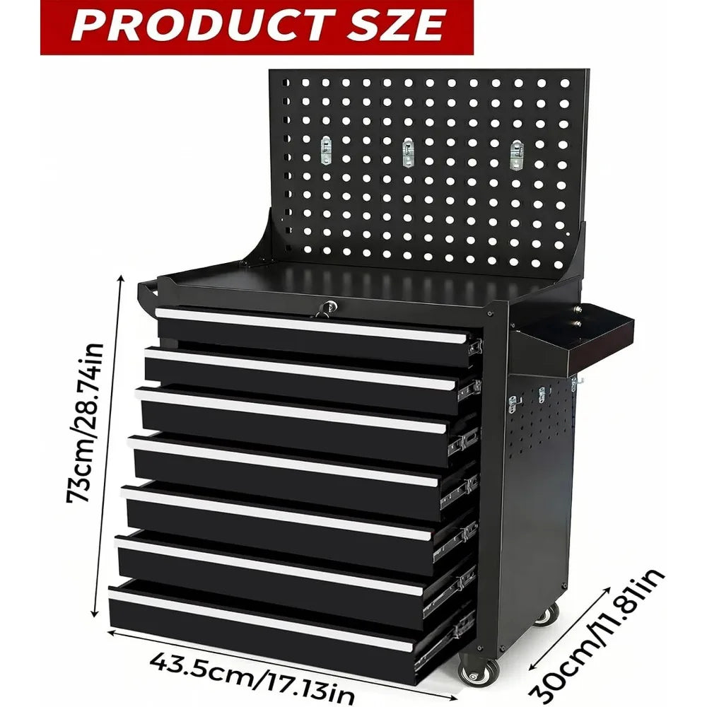 Rolling 7-Drawer Tool Chest: Locking Metal, Sliding Drawers for Workshop Storage (Assembly Needed)