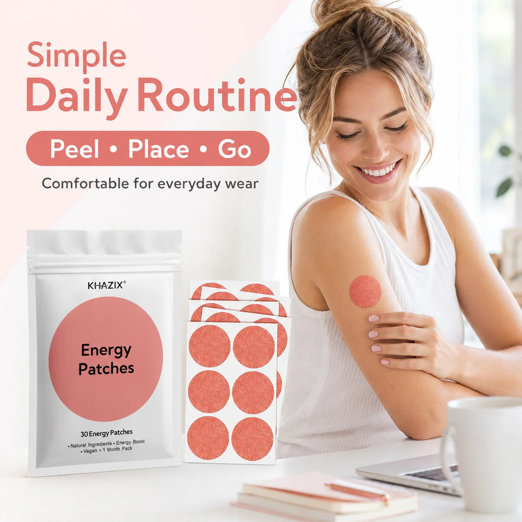 30Pcs Energy Patches Natural Ingredients Vegan Friendly Daily Energy Boost Patch Portable Body Stickers for Work Travel Sports