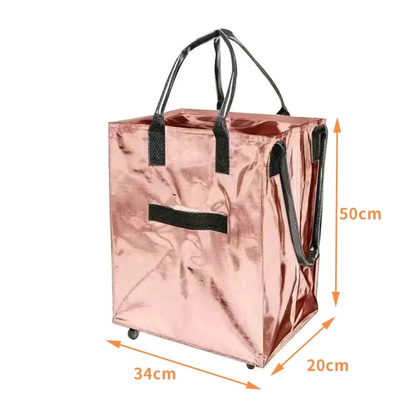 Hulken Detachable Travel Bag with Cover Silent Wheels Stackable Storage Portable Shopping Cart Large Capacity Foldable Shoppi...