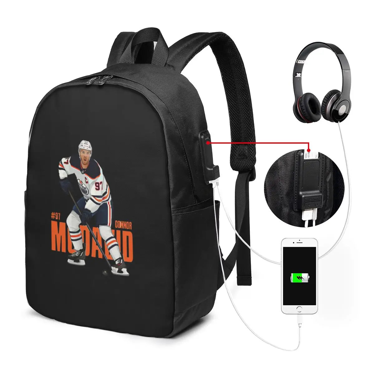 Connor McDavid  For Edmonton Oilers Fans Backpack Travel Notebook Bag Computer College Student School Bag Laptop Shoulder Bags