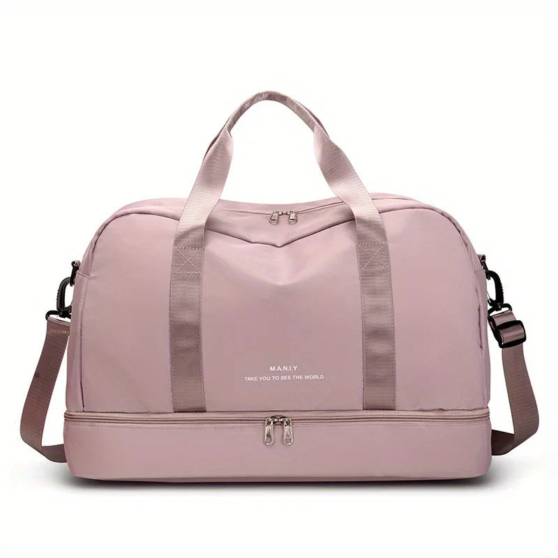 Expandable Travel Duffle Bag for Women, Sports Handbag, Fitness Bag, Large Capacity, One Shoulder Weekend Overnight Bag