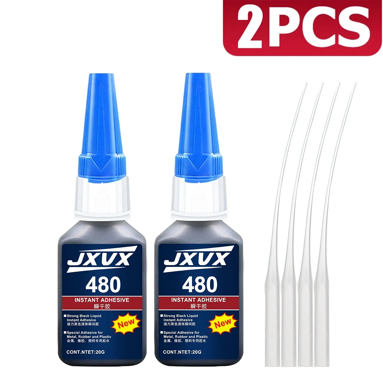Value Pack High-Tack 495/480 Super Strength Flexible Adhesive Fast-Curing Cyanoacrylate Glue Multi-Purpose Liquid Adhesive for Auto Repair, Rubber, Plastic, and Wood 110ml, 1-5 pcs.