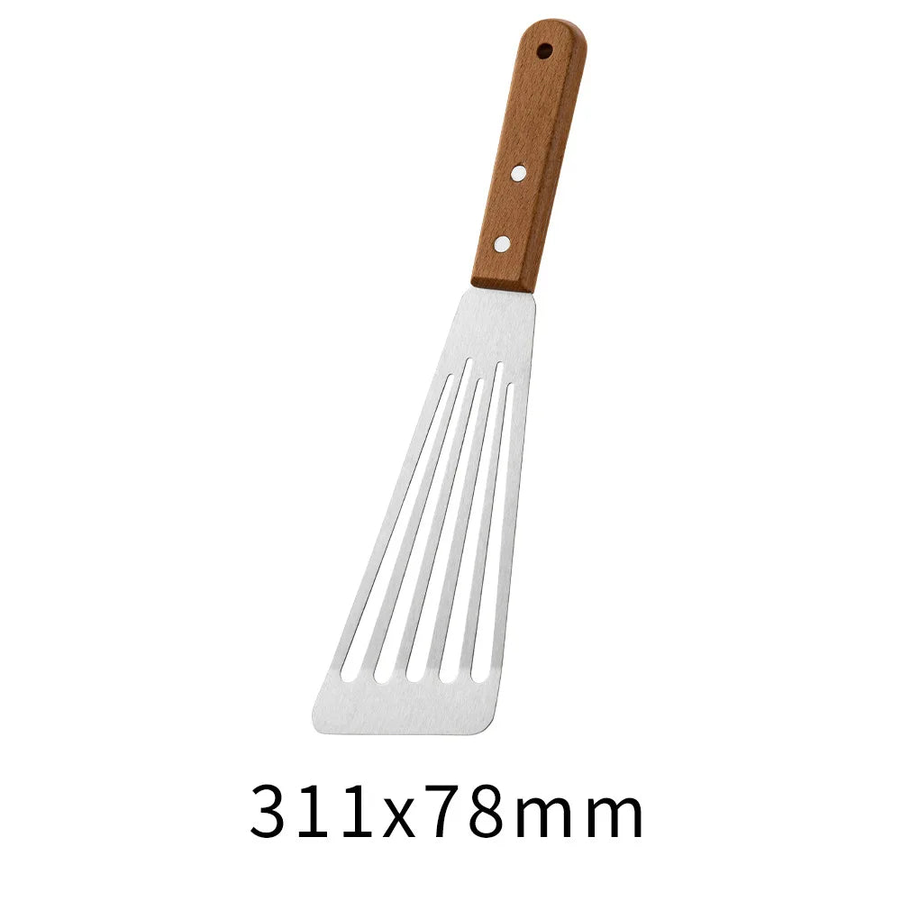 Outdoor Griddle Spatula Stainless Steel Grill Spatula Scraper Flat Spatula Pancake Flipper Hamburger Turner For Grilling JT596