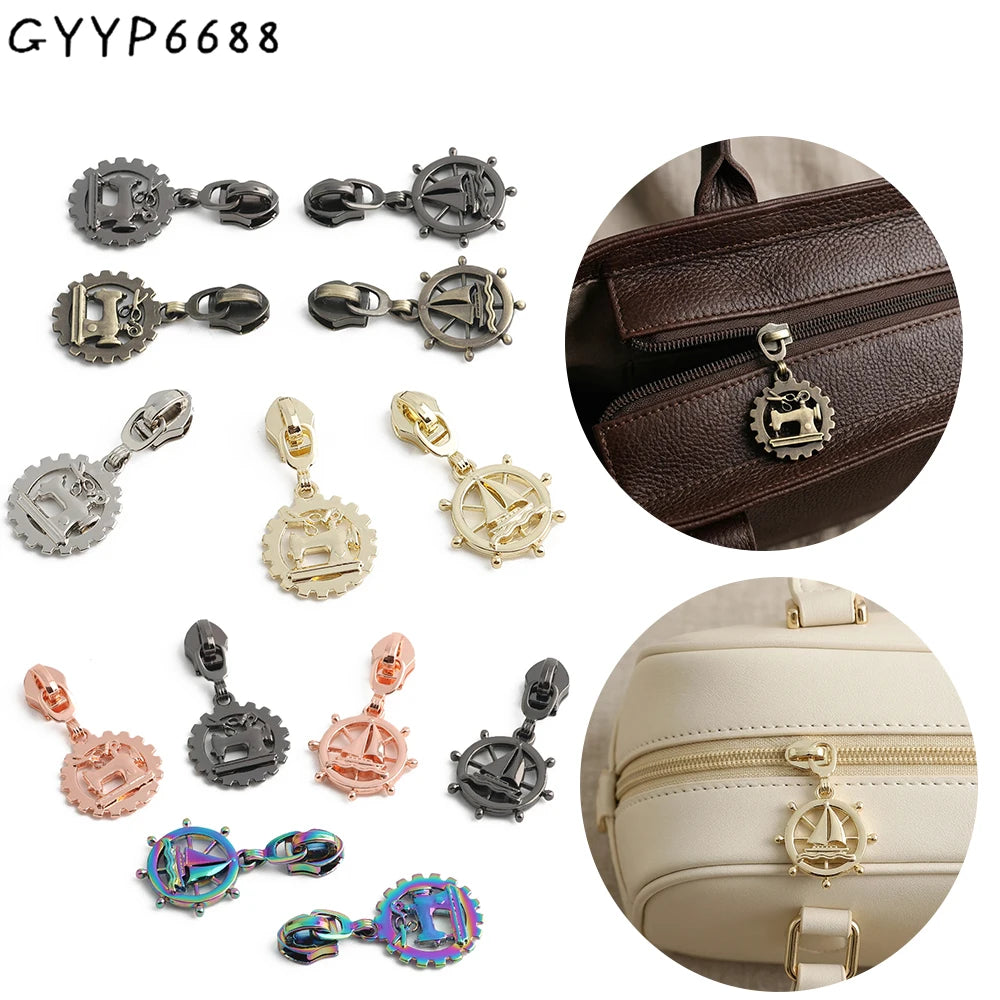 10/40/100PCS Sailboat/Sewing machine Shape 5# Nylon Zipper Puller Slider For DIY Garment Bags Shoulder Shoes Replace Accessories