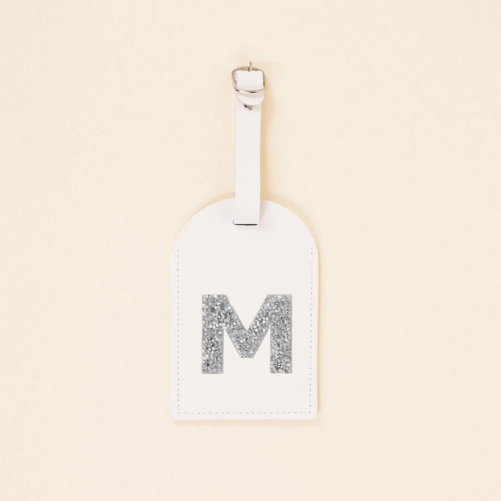 A-Z Rhinestone Monogram Leather Luggage Tag Suitcase Label Baggage Boarding Bag Tags Name ID Address Holder Travel Accessorie