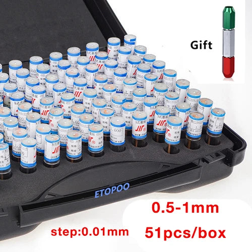 51/101pcs step 0.01mm Precision Steel Pin Gauge 1.00-2.00mm 0.5-1mm Smooth Plug Gauge Hole Gauge set pin Measuring Tool