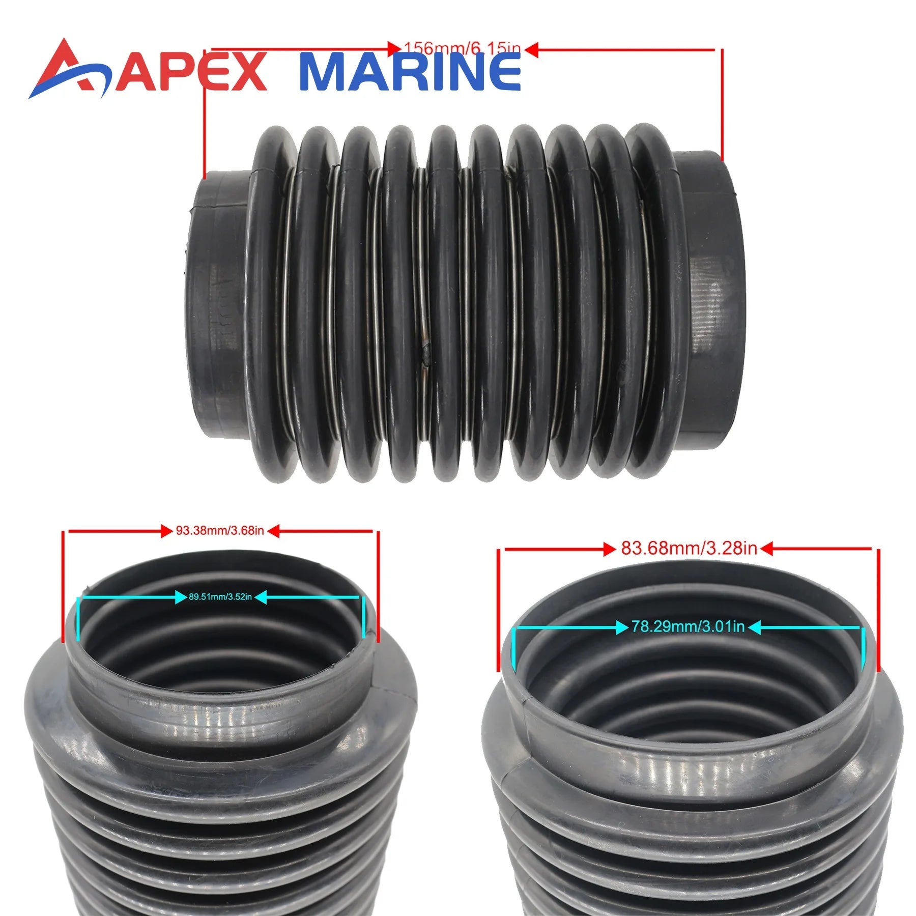 18-2758 Exhaust Bellows Kit Compatible with Volvo Penta AQ30 AQ120 AQ175 AQ200 KAD42 MD31 MD40 TMD41 Stern Drive 876631  875848