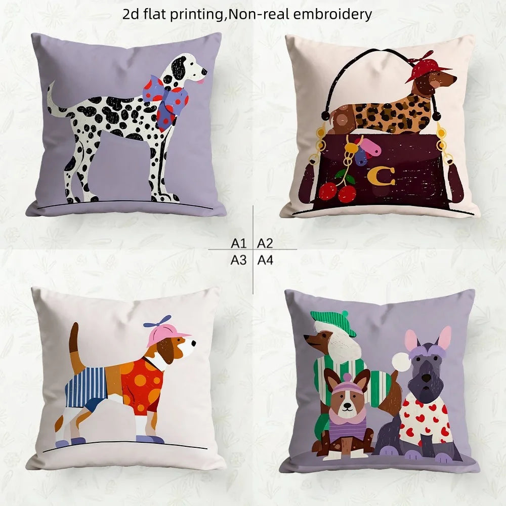 Fashion Dog Throw Pillow Covers, Cute Dalmatian Puppy Print Cushion Cases, Stylish Pet Lover Decor for Bedroom Living Room