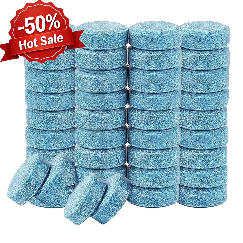 50 Windshield Washer Tablets Glass Cleaner Concentrated Effervescent Tablets Solid Windshield Effervescent Wiper Tablet for Car