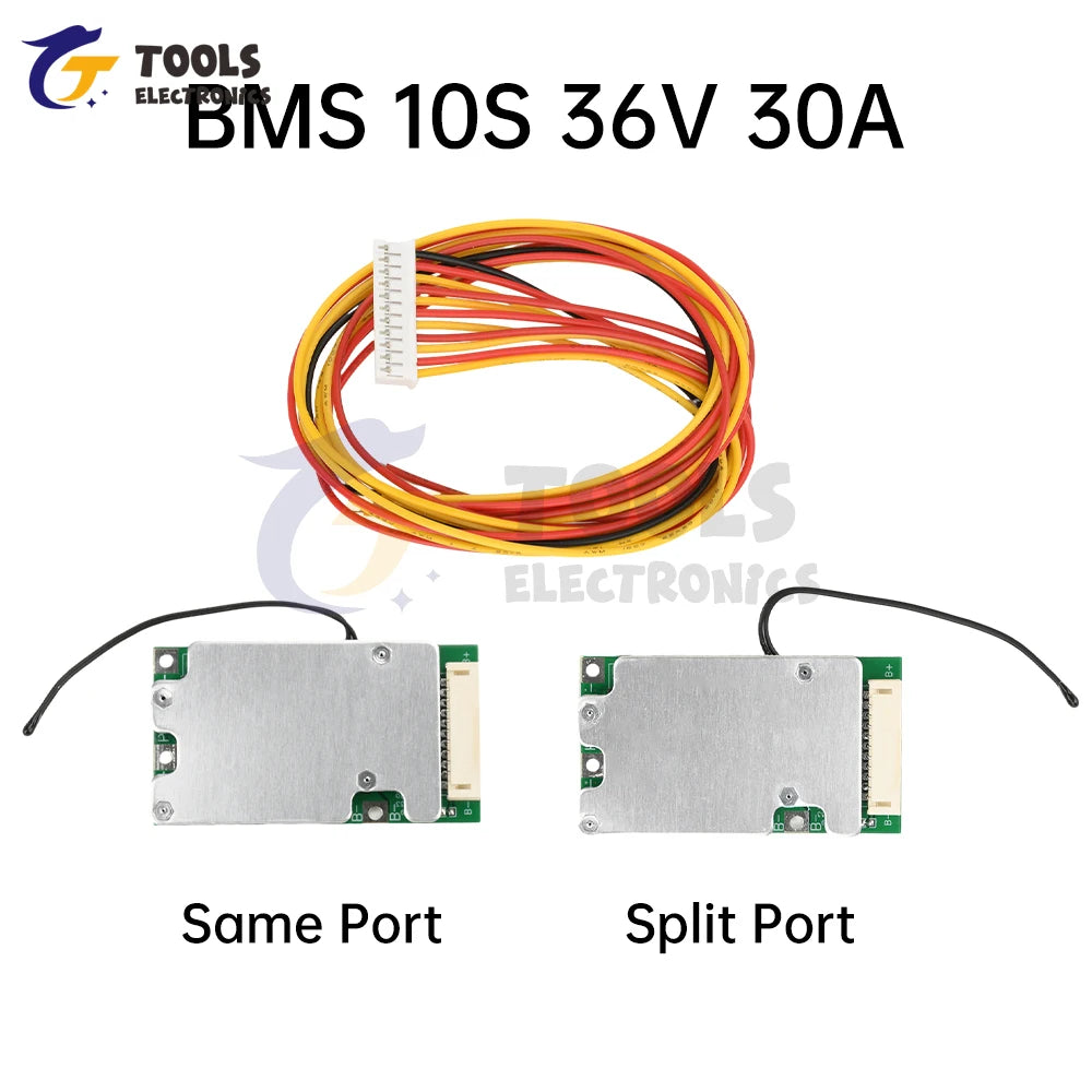 BMS 10S 36V 30A Same Port Split Port Lithium Battery Protection Board with Equalization 18650 Battery Balanced Protection Board