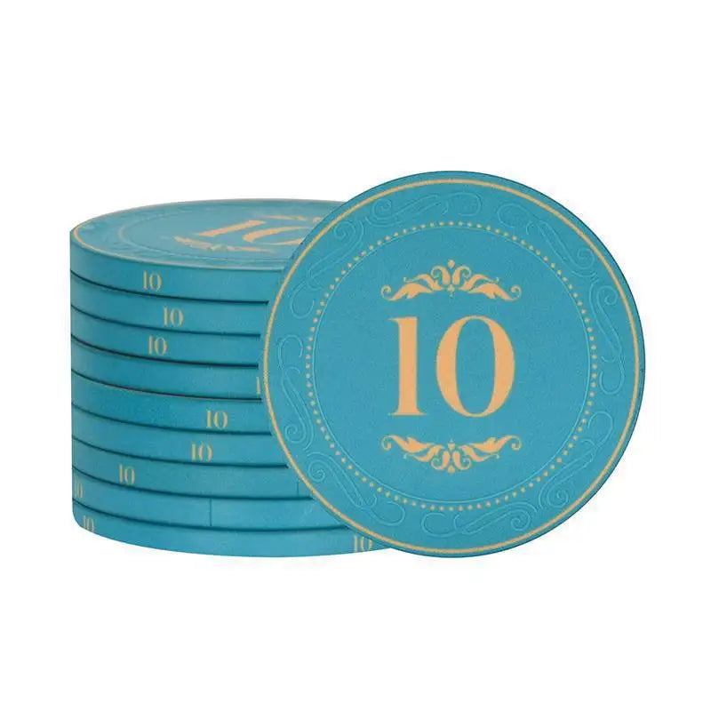 10pcs Poker Chips 43mm Ceramic Matte Texture Professional Texas Poker Botton Code Baccarat Game Board Table Entertainment Set