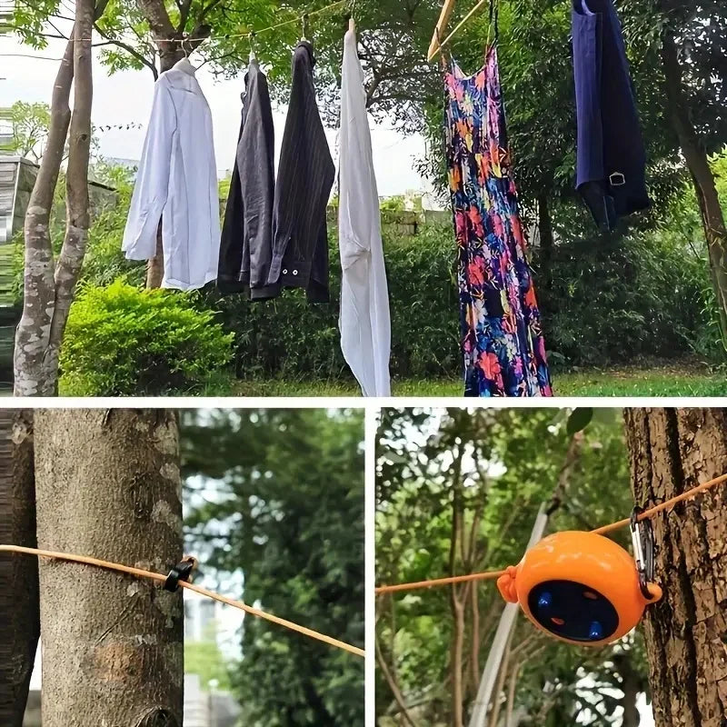 10M/32.8ft Retractable Clothesline Portable Travel Clothing Laundry Rope Camping Household Accessories for Hanging Quilt Blanket
