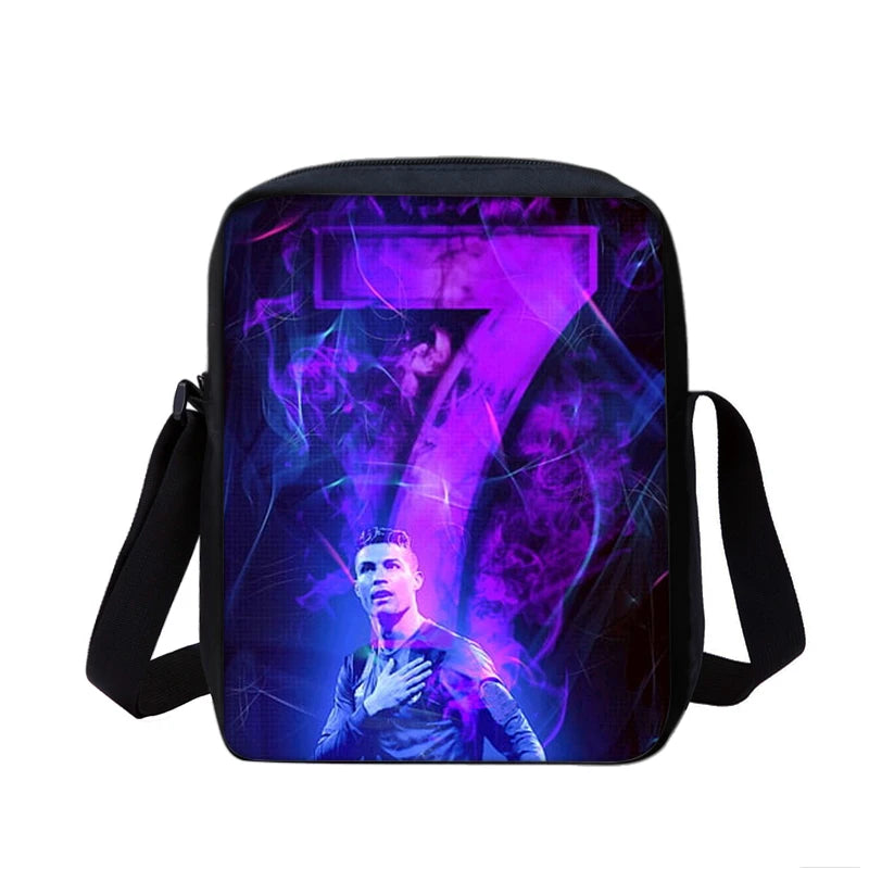 CR Boys Girls School Bags Phone Bag Football Star Shopping Bag Best Gift Printed Ronaldo Shoulder Messenger Bag Handbag