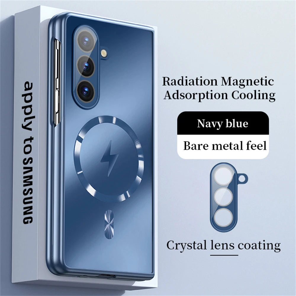 Luxury For Magsafe Wireless Charging Matte Frosted AG Case For Samsung Z Fold 8 7 6 zfold 5 4 3 Full Lens Protection Back Cover