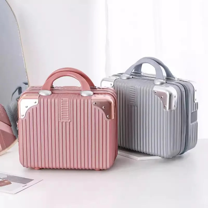 Portable Mini Luggage for Women, Lightweight Cosmetic Bag, Carry-on Travel Case with Lock