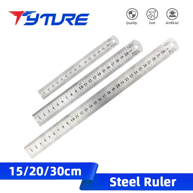 Tyture Straightedge Double Side Scale Metal Ruler High Quality Stainless Steel Woodworking Drawing Measuring Tools 0-15/25/30mm