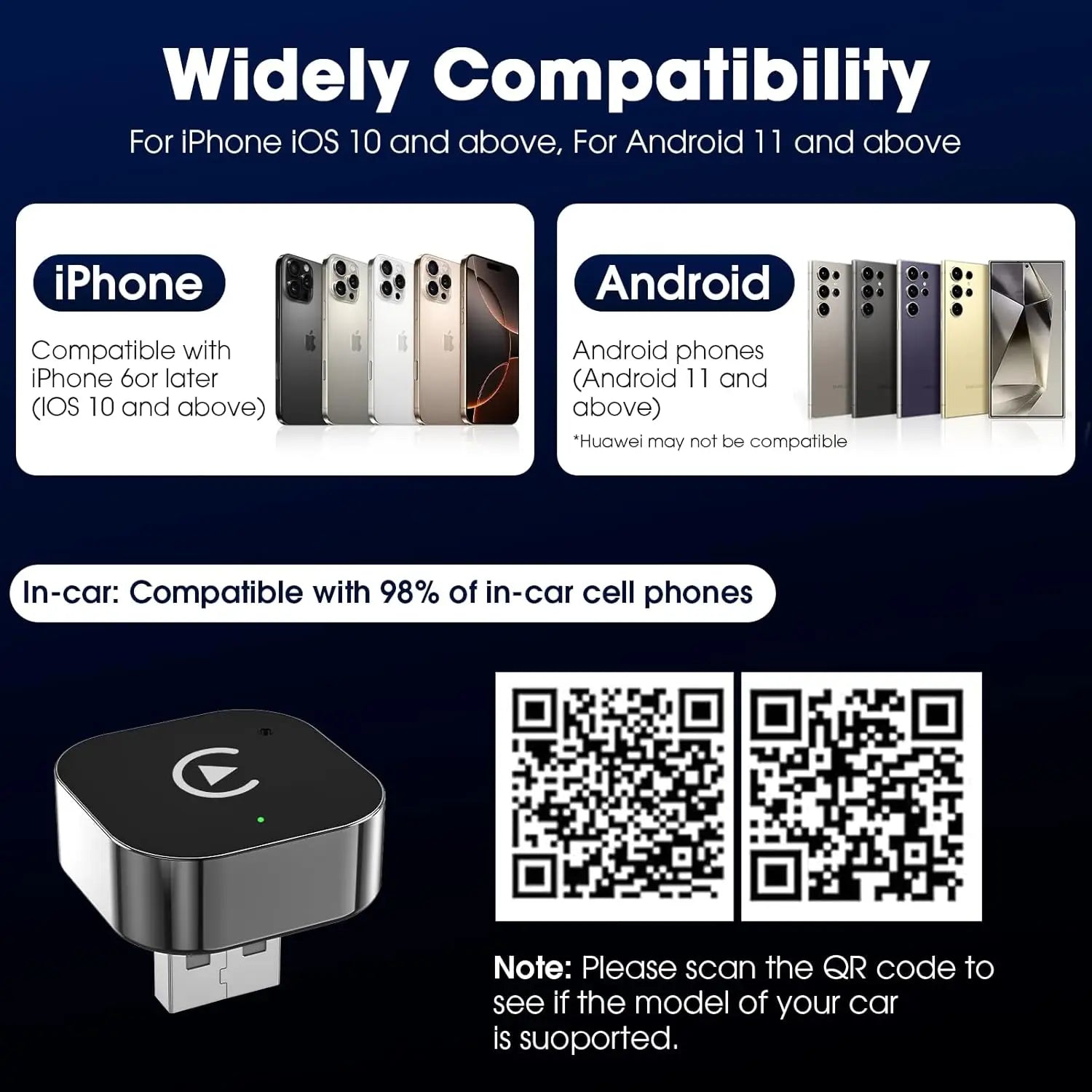 Wireless Carplay Adapter & Android Auto 2026 Upgrade Wired CarPlay to Wireless,2-in-1 Mini USB Design with Fast Stable Connectio