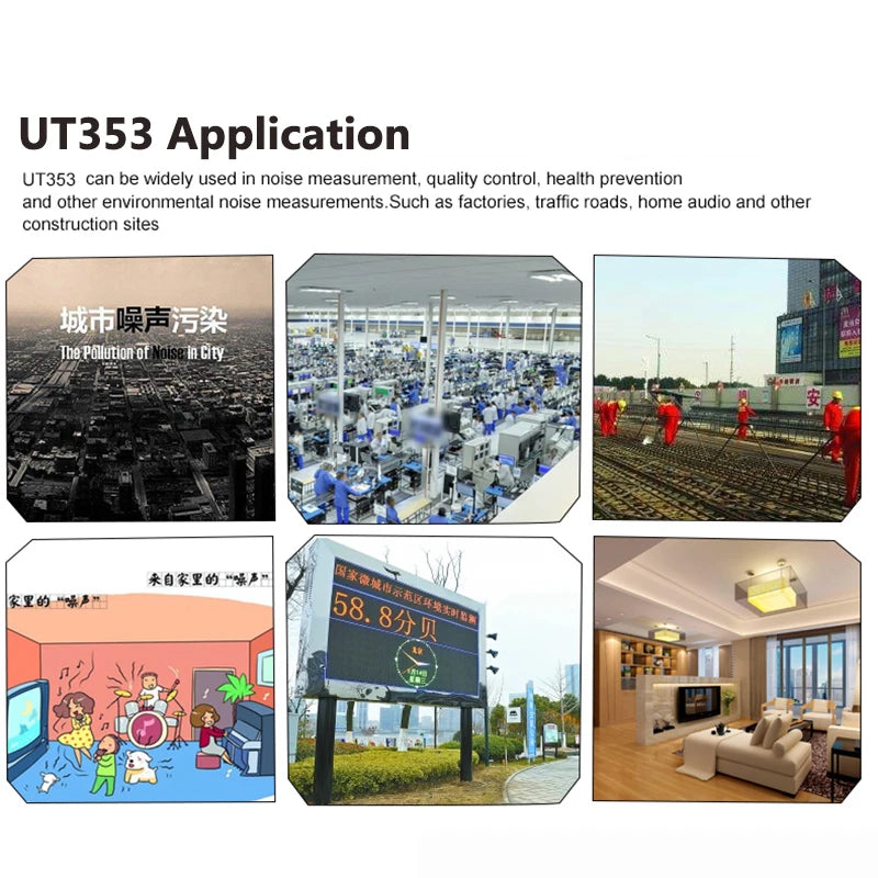 UNI-T Noise Meter UT353 UT353BT Sound Level Meter 30~130 dB Meter Decibel Meter Sound Detector Digital Sonometer