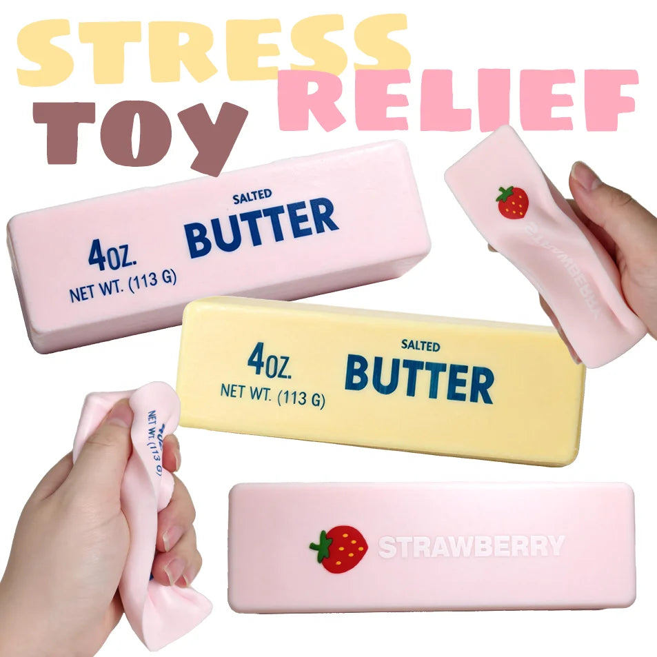 Butter Stick Squeeze Toy Pink strawberry pink  yellow stress relief toy Adults Fidget Toy Anti Stress Release Hand Relax Gift