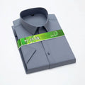 S-6XL Bamboo Fiber Stretch Men Shirt Fashion Casual Business Short-Sleeved Top Anti-Wrinkle No-Iron Solid Color Formal Shirt