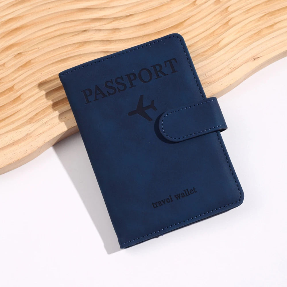 Customized Name PU Men's RFID Passport Holder 2-Style Envelope, Airplane Pattern Printed Anti-Theft Passport Wallet, Minimalist