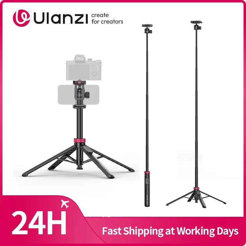 Ulanzi MT-44 B 2-in-1 Selfie Stick Tripod for Camera Smartphones Dual-Camera Shooting Portable Selfie Tripod for Outdoor Trave