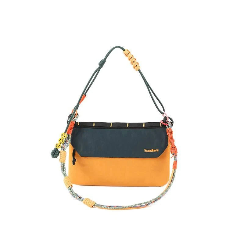 Outdoor Rope Knot Cross-Body Bag, Color-Matched Nylon Bag, Water-Resistant Single-Shoulder Bag, Large Capacity, Wear-Resistant