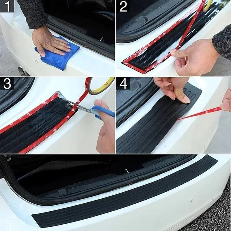Universal Car Trunk Door Guard Strips Sill Plate Protector Rear Bumper Guard Rubber Mouldings Pad Trim Cover Strip