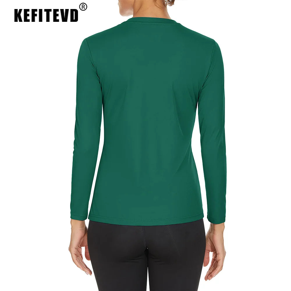 KEFITEVD UPF 50+ Women Long Sleeve T-shirts UV Sun Protection Outdoor Sport T Shirt Moisture Wicking Camping Hiking T-Shirts Tee
