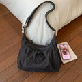 Women Checkered Sling Bag Nylon Pleated Cloud Shoulder Bag Large Capacity Stylish Plaid Tote Bag Shopping Date Handbag