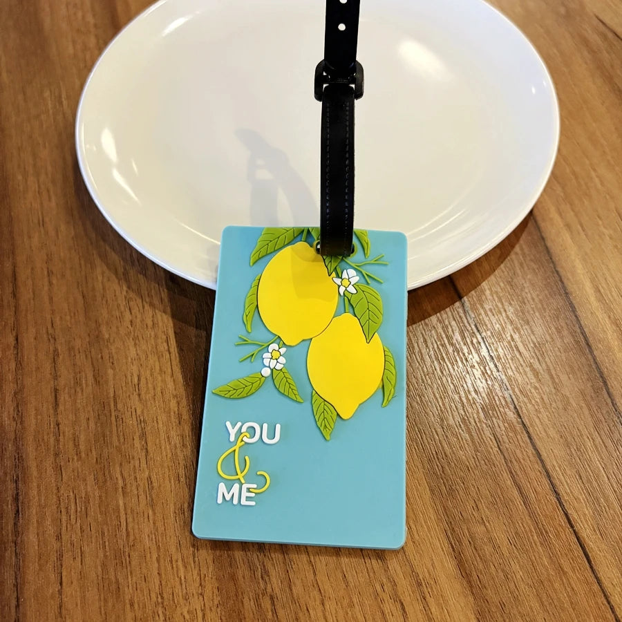 1pc Lemon Luggage Tag Travel Airport Check in Luggage Loss Prevention Identification Hang Tag Identification Tag Trolley Box Han
