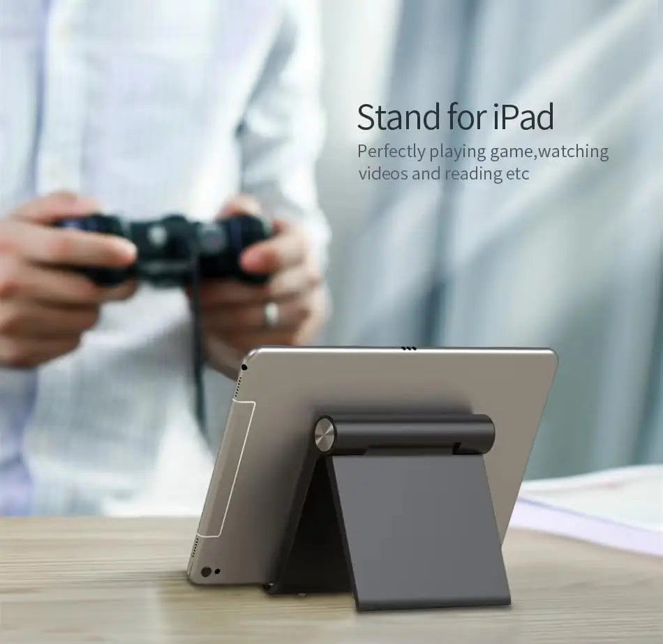 JavicTech Tablet Stand Holder Adjustable Portable Desktop Dock Office Compatible for iPad Pro iPhone 16 15 14 13 12 Black