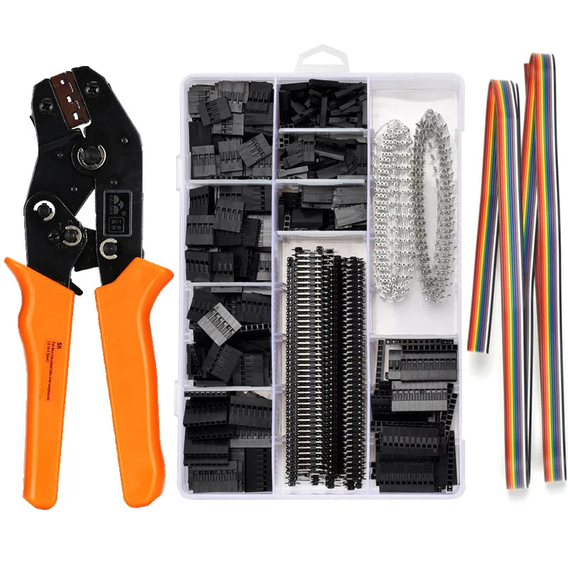 SN-28B 0.1-1mm² Crimping Pliers Tool Set-1550pcs 2.54mm Dupont Connectors And Crimp Pins，460pcs 2.54mm JST-XH JST Connector Kit