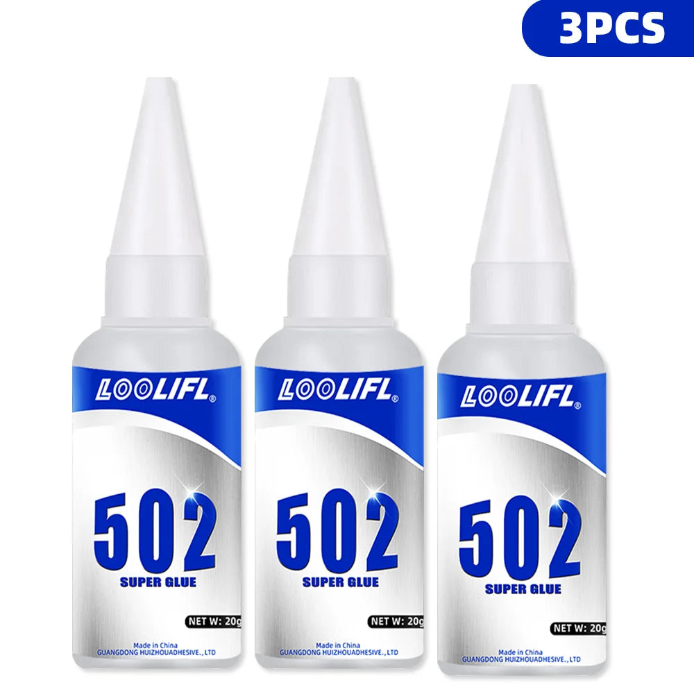 LOOLIFL 502 Super Glue 20g Instant Strong Adhesive Transparent Glue for Metal Plastic Wood Ceramics Universal Repair Tool 1-7pcs