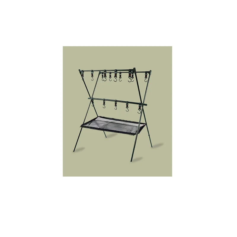 Camping Shelf Aluminum Alloy Organizer Folding Rack Lightweight Travel Hanging Rack Fishing Hiking Camping Storage Rack