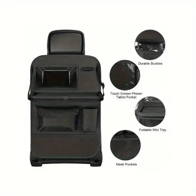 Car Seat Storage Bag with Folding Plate, It Comes with a Foldable Storage Bracket,Multiple Storage Bags, and Car Seat Floor Mats