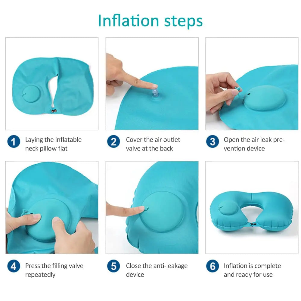 2025 New Inflatable Pillow Travel Portable Neck Protection Pillow Press Inflatable U-shaped Pillow Travel Storage Neck Pillow