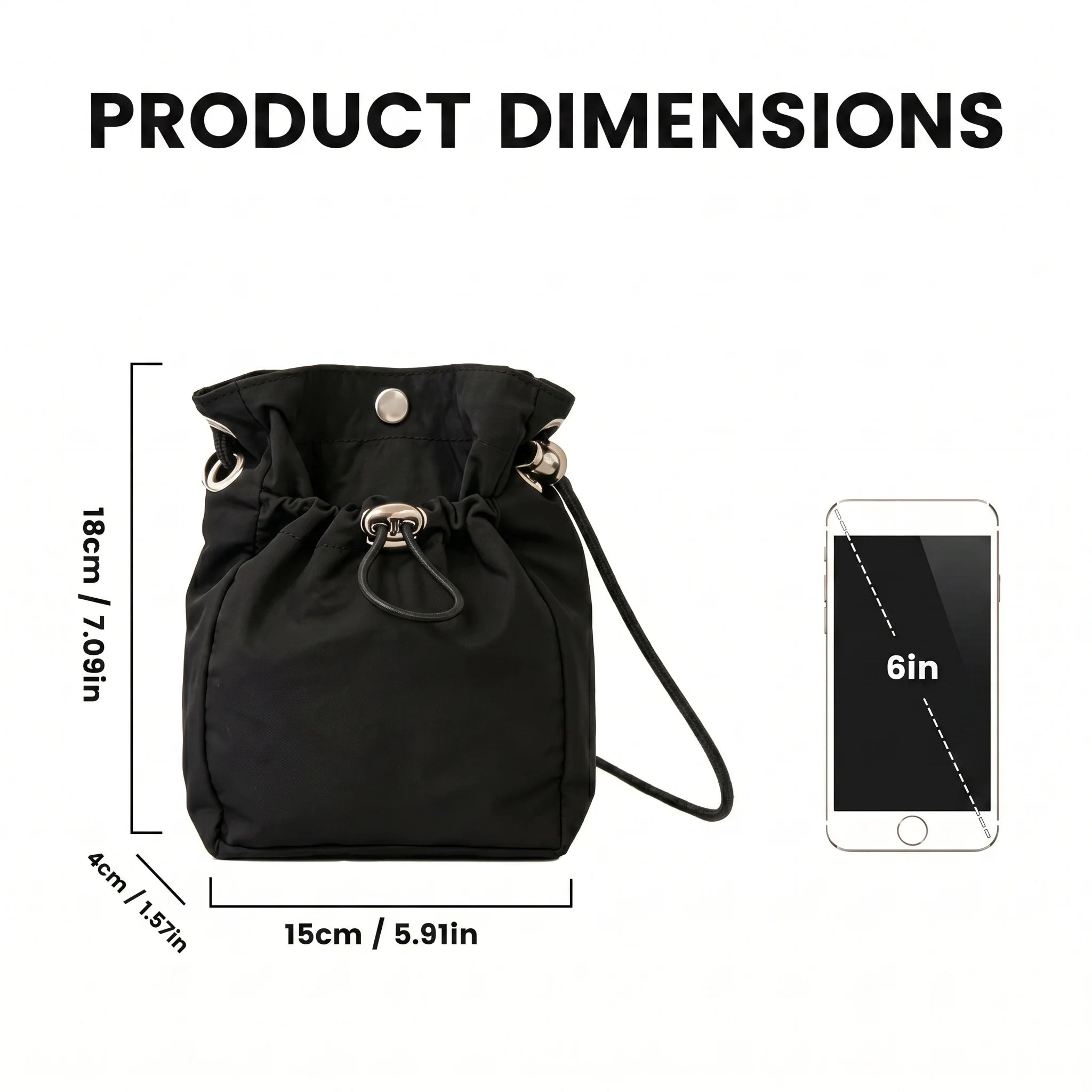 Pomelo Best Mini Nylon Drawstring Crossbody Bag Waterproof Magnetic Snap Small Bucket Shoulder Bag For Daily Travel Outing