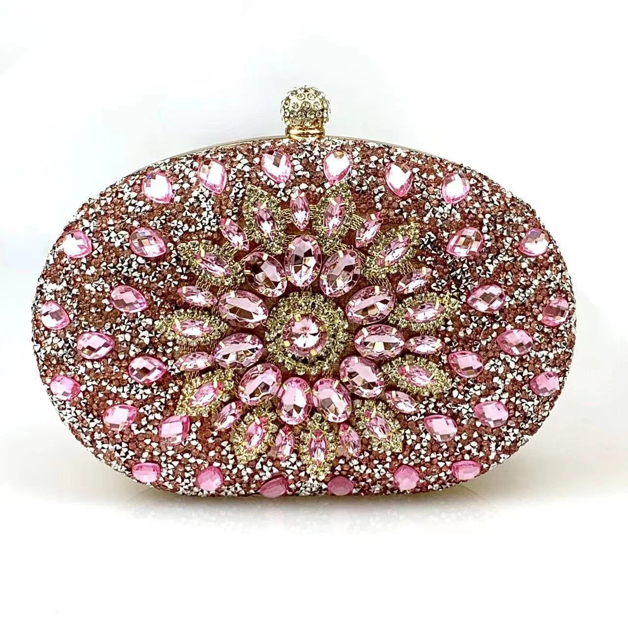 Flower Rhinestones Evening Bags Metal Prom Clutch Diamonds Clutch with Chain Shoulder Handbags Wedding Female Dress Purse Gift
