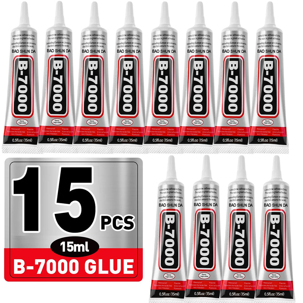 15PCS 15mL B-7000 Transparent Strong Glue  Mobile Phone Touch Screen Adhesive B-7000 DIY Repair Diamond Jewelry Glass Office.